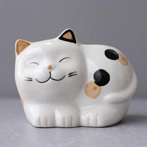 多用型创意小猫陶瓷笔筒 日韩式和风手绘陈列用品 插架 文化用品